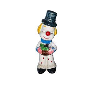 Flambro Humor Vintage Clown Figurine Holding Bowl of Grapes